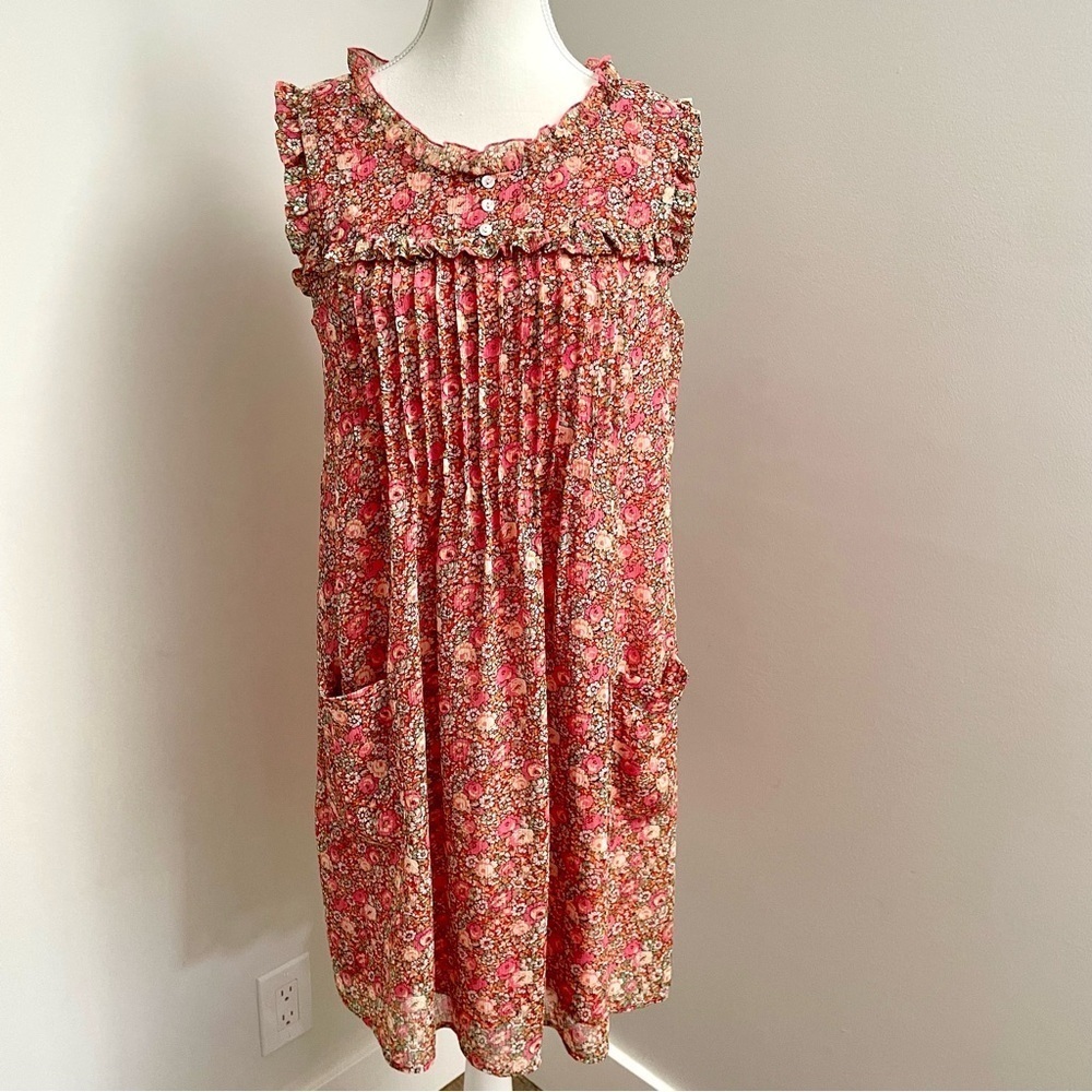 Rabbit Rabbit Rabbit Floral Cottagecore Prairie Sheath Dress Ruffle Size 12